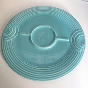 Collection by Homer Laughlin Intro 1986 Turqouise chip & dip/appetizer plate